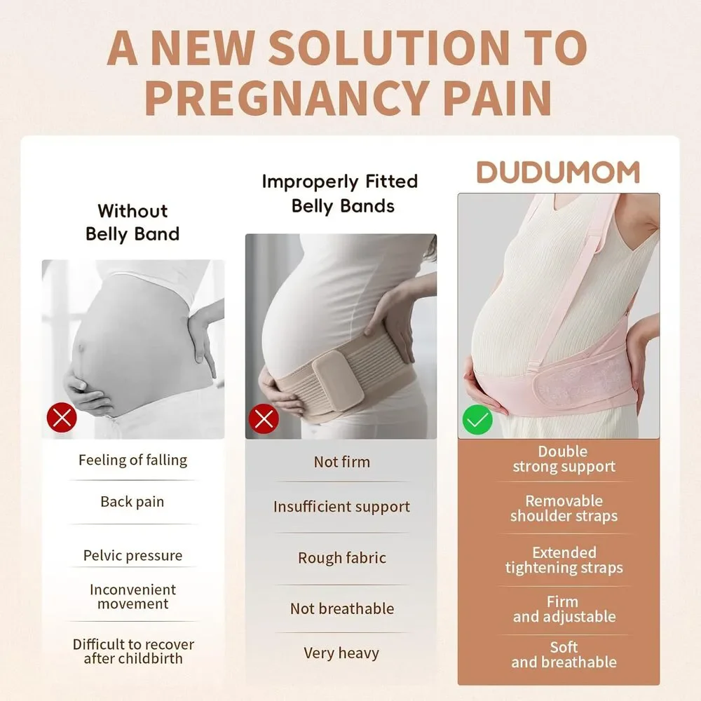 Maternity Belly Band Pregnancy Support Belt Adjustable Back & Abdomen Pink